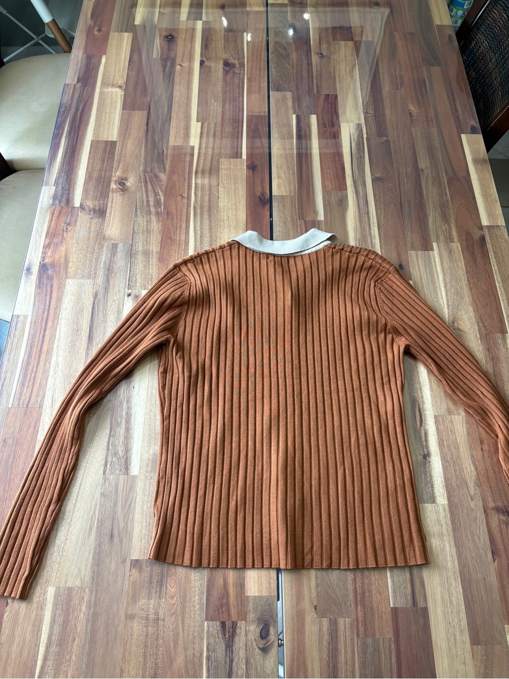 NWT Cactus Rust Ribbed Knit Collared Button Front Cardigan Top Small - Picture 9 of 10